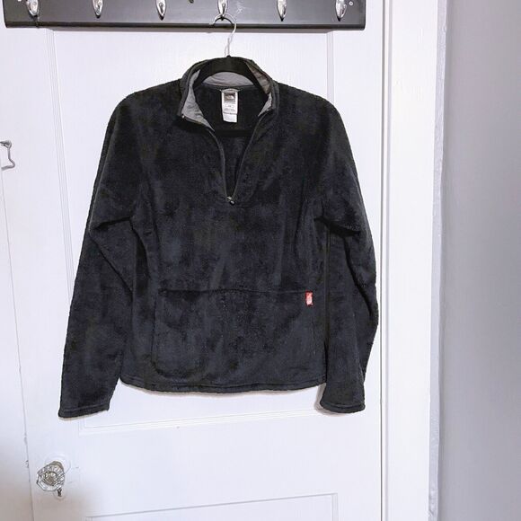 The North Face Black Fleece 1/4 Zip Women's Medium M Pullover Kangaroo Mossbud - Picture 1 of 5
